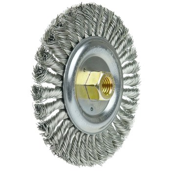 Weiler Dually 79814 Wheel Brush - 6 in Dia - Knotted - Stringer Bead Stainless Steel Bristle