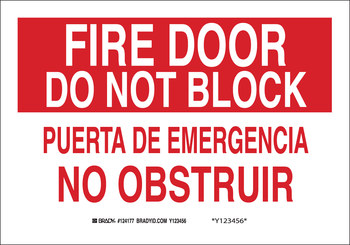 Picture of Brady B-401 High Impact Polystyrene Rectangle Red English / Spanish Fire Exit Sign part number 124176 (Main product image)