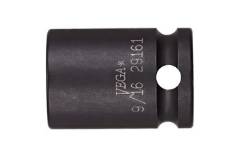 Vega Tools 22201 22 mm Long Length Impact Socket - S2 Modified Steel - 3/8 in Square Drive - D - Bullnose - 30.0 mm Length - 01306
