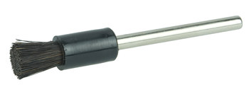 Weiler Horsehair Cup Brush - Unthreaded Stem Attachment - 3/16 in Diameter - Hair Type: Stiff, With Plastic Ferrule - 26128