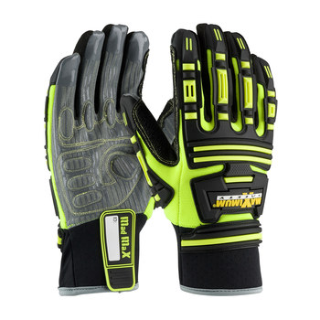 Picture of PIP Maximum Safety 120-5200 Hi-Vis Yellow XL Synthetic Leather Palm with Fabric Back Impact Protection Gloves (Main product image)