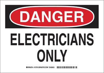 Picture of Brady B-401 Polystyrene Rectangle White English Electrical Safety Sign part number 127009 (Main product image)
