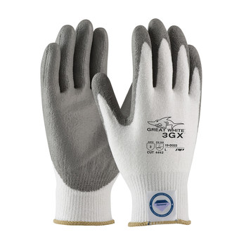PIP Great White 3GX 19-D322 White/Gray Large Cut-Resistant Gloves - ANSI A3 Cut Resistance - Polyurethane Palm & Fingers Coating - 19-D322/L