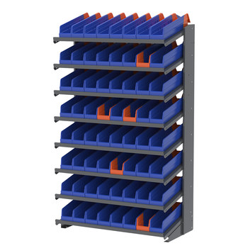 Picture of Akro-Mils APRS1836448 APRS 900 lb Blue Gray Powder Coated Steel 16 ga Single Sided Fixed Rack (Main product image)