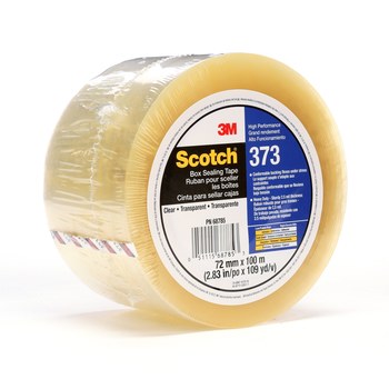 3M Scotch 373 Clear Box Sealing Tape - 72 mm Width x 100 m Length - 2.5 mil Thick - 68785