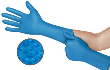 Picture of Ansell MIRCROFLEX 93-283 Blue Medium Nitrile Powder Free Full Fingered Disposable Nitrile Glove (Main product image)