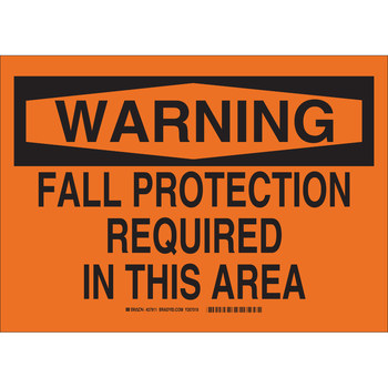 Picture of Brady B-946 Vinyl Rectangle Orange Fall Prevention Sign part number 27911 (Main product image)