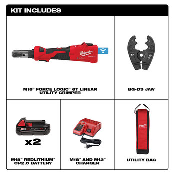 Milwaukee M18 FORCE LOGIC 2978-22BG Linear Utility Crimper Kit - 56848