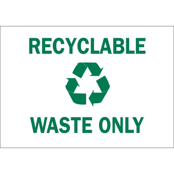 Picture of Brady B-401 High Impact Polystyrene Rectangle White English Recycle & Environment Sign part number 25936 (Main product image)