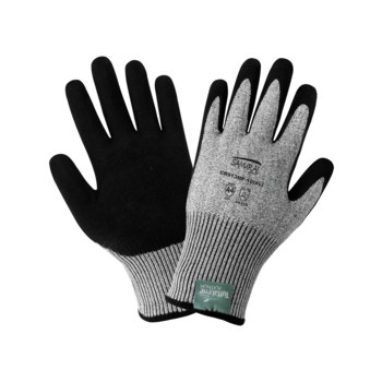 Global Glove Samurai Tuffalene CR913MF Salt and Pepper/Black Medium Cut-Resistant Gloves - ANSI A4 Cut Resistance - Nitrile Palm & Fingers Coating - CR913MF/MD