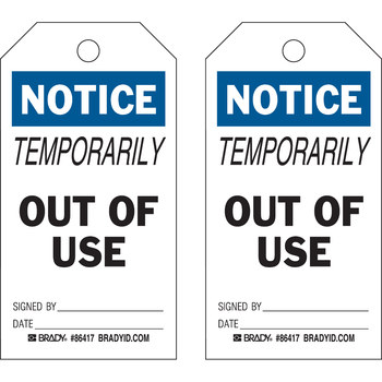 Picture of Brady Black / Blue on White Laminated, Metal Grommet, Write-On Polyester / Paper 86417 Maintenance Tag (Main product image)