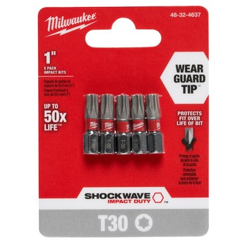 Milwaukee SHOCKWAVE Impact Duty TORX Driver Bit Set 48-32-4637 - Alloy Steel - 1 in Length - 54785
