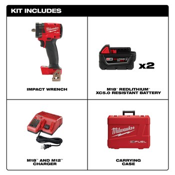Milwaukee M18 FUEL Impact Wrench Kit 2854-22R - M18 REDLITHIUM Battery - 250 ft/lb Max