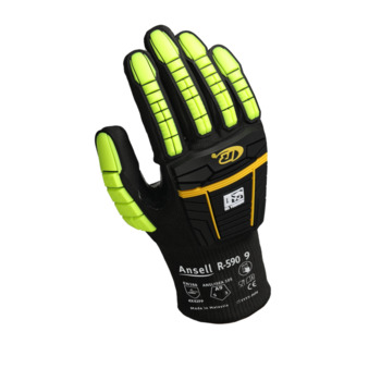 Ansell Ringers R590 Black 9 Nitrile Impact-Resistant Gloves - Light Duty Grade - Nitrile Coating - R590090