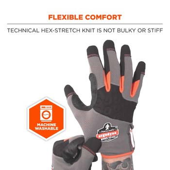 Ergodyne ProFlex Tena-Grip 820 Gray/Black/Orange 2XL Work Gloves - 17246