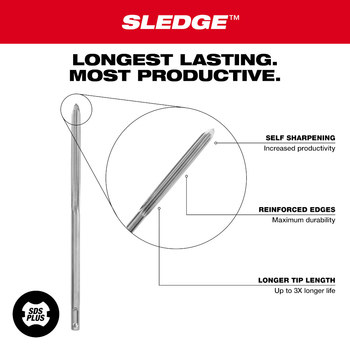 Milwaukee 1/2 in Bull Point 48-62-6050 - 10 in Overall Length - High Speed Steel - SDS-Plus Shank