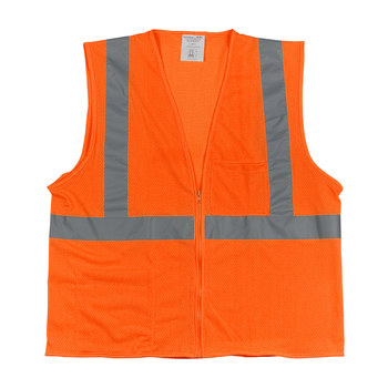 PIP High-Visibility Vest 302-0702Z-OR/S, Size Small, Polyester, Orange ...