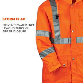 Ergodyne Glowear Rain Jacket 8365 24314 - Size Large - High-Visibility Orange
