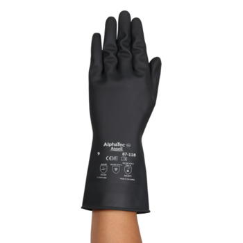 Ansell AlphaTec 87-118 8 Natural Rubber Latex Chemical-Resistant Gloves - 87118080