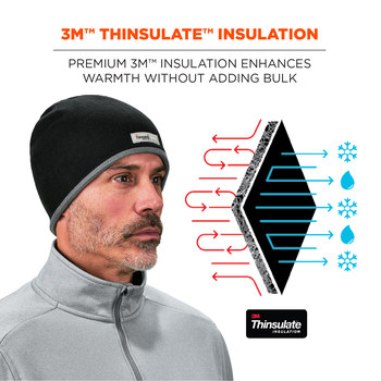 Ergodyne N-Ferno 6818 Black Universal Dralon Acrylic Cold Weather Knit Cap - 720476-16818