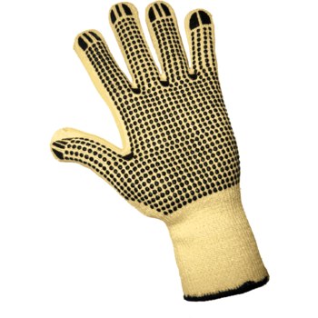 Global Glove Samurai TAK515-D2 Yellow/Black Large Cut-Resistant Glove - ANSI A4 Cut Resistance - PVC Dotted Both Sides Coating - TAK515-D2/LG