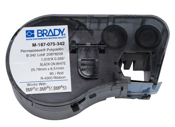 Picture of Brady Black on White Thermal Transfer M-187-075-342 Continuous Thermal Transfer Printer Label Cartridge (Main product image)