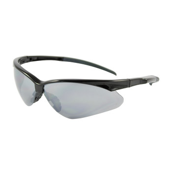 Picture of Bouton Optical Adversary 250-28-00 Silver Mirror Black Universal Polycarbonate Standard Safety Glasses (Main product image)