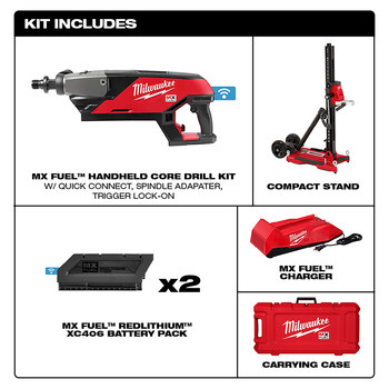Milwaukee MX FUEL Handheld Core Drill Kit MXF301-2CXS - 1 1/4 in-7 Chuck - 21.58 lb - MX FUEL Lithium Ion Battery