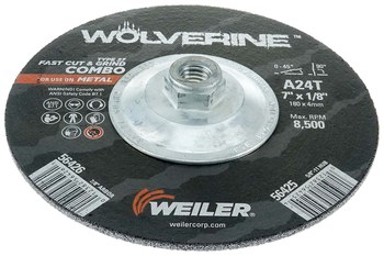 Weiler Wolverine Cutoff Wheel 56425 - Type 27 - Depressed Center Wheel - 7 in - Aluminum Oxide - 24 - T