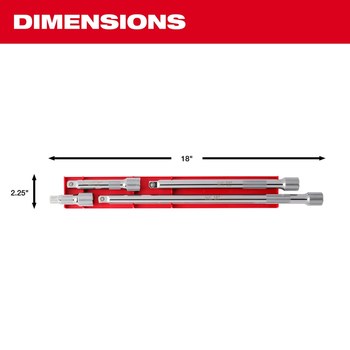 Milwaukee Drive Extension Set 48-22-9342 - Chrome Vanadium Steel - Chrome Finish - 61471