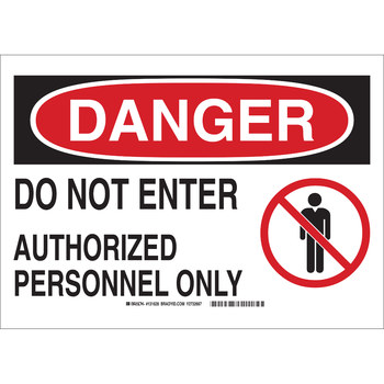 Picture of Brady B-401 High Impact Polystyrene Rectangle White English Restricted Area Sign part number 131625 (Main product image)