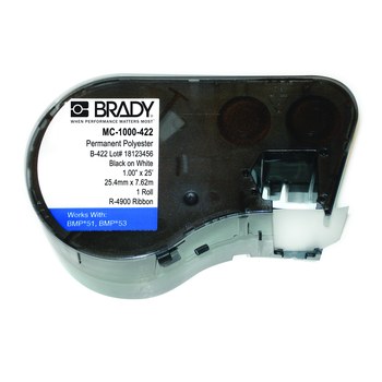 Picture of Brady Black on White Polyester Thermal Transfer M-7-422 Die-Cut Thermal Transfer Printer Cartridge (Main product image)