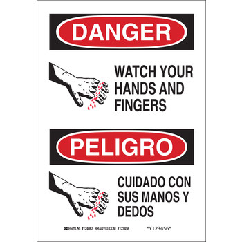 Picture of Brady B-401 Polystyrene Rectangle White English / Spanish Equipment Safety Sign part number 124065 (Main product image)