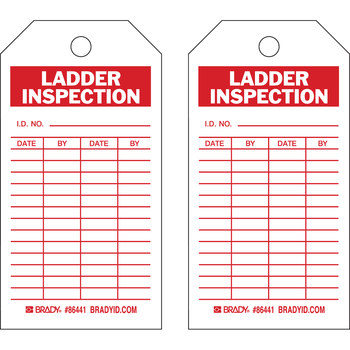 Picture of Brady Red on White Laminated, Metal Grommet, Write-On Polyester / Paper Ladder 86441 Ladder Tag (Main product image)