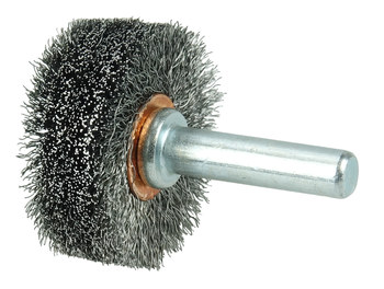 Weiler 17600 Wheel Brush - 1-1/4 in Dia - Crimped Steel Bristle