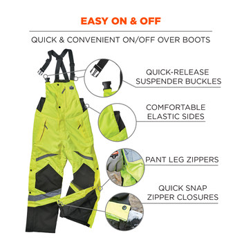 Ergodyne GloWear High-Visibility Overalls 8928 25524 - Size Large - Lime