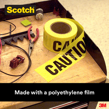 3M Scotch 300 Yellow Warning Tape - Pattern/Text = CAUTION - 3 in Width x 1000 ft Length - 2 mil Thick - 53042
