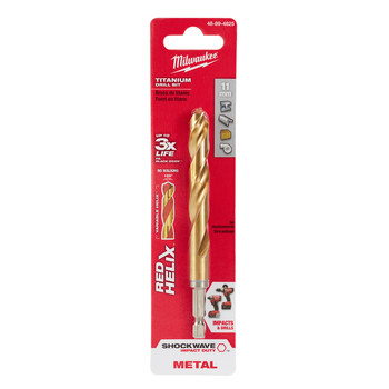 Picture of Milwaukee SHOCKWAVE RED HELIX 11 mm 135° Right Hand Cut Titanium Coated Drill Bit 48-89-4825 (Main product image)