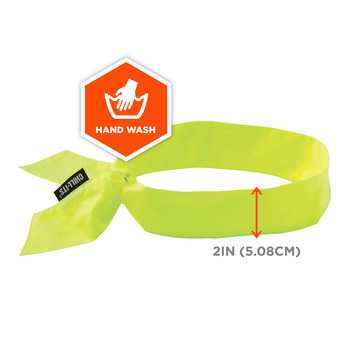Ergodyne Chill-Its 6700 High-Visibility Lime Activated Polymer Bandana - Tie - 720476-12301