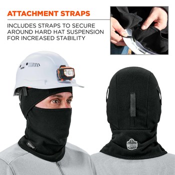 Ergodyne N-Ferno 6826 Black Polyester Fleece Cold Weather Balaclava Hood - Hook & Loop - 720476-16826