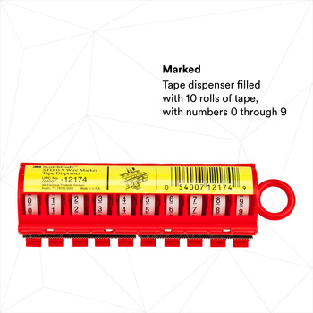 3M ScotchCode STD-0-9 Red Tape Handheld Dispenser