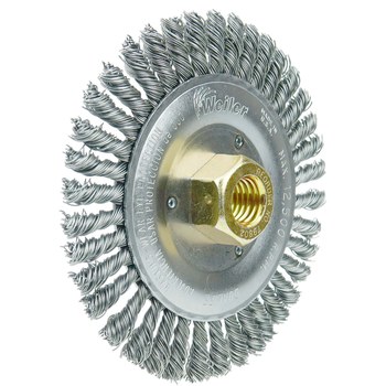 Weiler Dually 79802 Wheel Brush - 5 in Dia - Knotted - Stringer Bead Steel Bristle