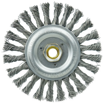 Weiler Roughneck 08776 Wheel Brush - 6 in Dia - Knotted - Stringer Bead Steel Bristle