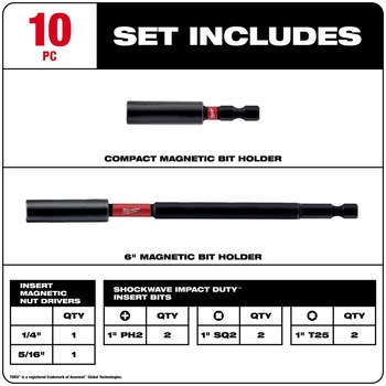 Milwaukee SHOCKWAVE Driver Guide Set 48-32-4513 - Alloy Steel - 47871