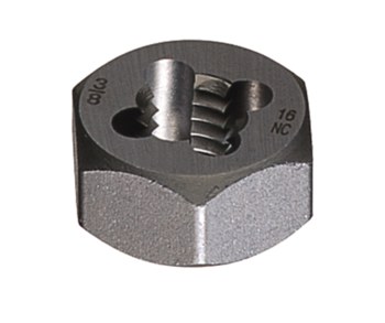 Greenfield Threading 377 11/16-16 UNS Hexagon Rethreading Die - Right Hand Cut - 0.75 in Thickness - Carbon Steel - 403256