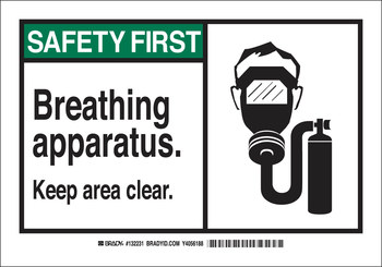 Picture of Brady B-401 Polystyrene Rectangle White English Breathing Apparatus Sign part number 132231 (Main product image)