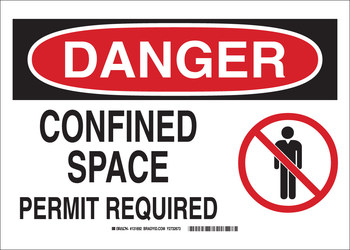 Picture of Brady B-120 Fiberglass Reinforced Polyester Rectangle White English Confined Space Sign part number 131693 (Main product image)