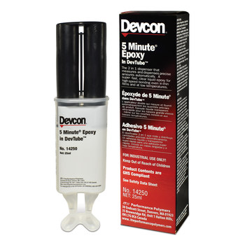 Devcon 5 Minute Amber Two-Part Epoxy Adhesive - Base & Accelerator (B/A) -  400 ml Tube - 078143-DA051