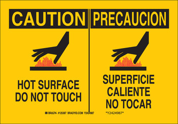 Picture of Brady B-555 Aluminum Rectangle Yellow English / Spanish Equipment Safety Sign part number 125388 (Main product image)