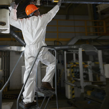 Ansell KleenGuard Chemical-Resistant Coveralls A30 46003 - Size Large - White